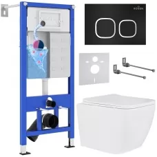 Унитаз с инсталляцией Roxen StounFix Slim 543879 с унитазом 530135-01 с кнопкой Santi 410280B