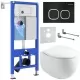 Унитаз с инсталляцией Roxen StounFix Slim 964079 с унитазом 530170-01 с кнопкой Santi 410280B 