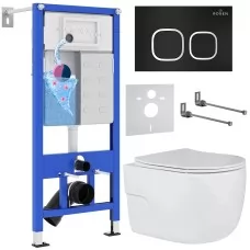Унитаз с инсталляцией Roxen StounFix Slim 545591 с унитазом 530155-01 с кнопкой Santi 410280B