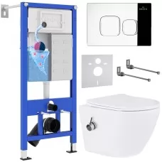 Унитаз с инсталляцией Roxen StounFix Slim 942567 с унитазом 530185-01Х с кнопкой Santi 410280CH