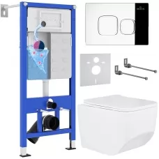 Унитаз с инсталляцией Roxen StounFix Slim 552158 с унитазом 530145-01 с кнопкой Santi 410280CH