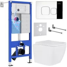 Унитаз с инсталляцией Roxen StounFix Slim 550013 с унитазом 530135-01 с кнопкой Santi 410280CH