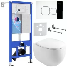 Унитаз с инсталляцией Roxen StounFix Slim 964100 с унитазом 530170-01 с кнопкой Santi 410280CH 