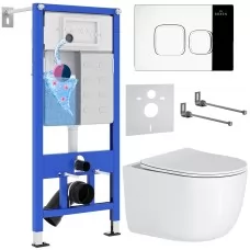 Унитаз с инсталляцией Roxen StounFix Slim 964469 с унитазом 530160-01 и с клавишей Santi 410280CH 