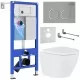 Унитаз с инсталляцией Roxen StounFix Slim 560993 с унитазом 530185-02 с кнопкой Santi 410280M