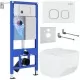 Унитаз с инсталляцией Roxen StounFix Slim 540025 с унитазом 530145-01 с кнопкой Santi 410280W