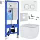 Унитаз с инсталляцией Roxen StounFix Slim 538465 с унитазом 530155-01 с кнопкой Santi 410280W