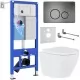 Унитаз с инсталляцией Roxen StounFix Slim 625385 с унитазом 530185-02 с кнопкой Steel 420260G 
