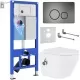 Унитаз с инсталляцией Roxen StounFix Slim 962282 с унитазом 530185-01Х с кнопкой Steel 420260G