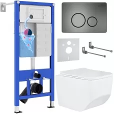 Унитаз с инсталляцией Roxen StounFix Slim 632475 с унитазом 530145-01 с кнопкой Steel 420260G 