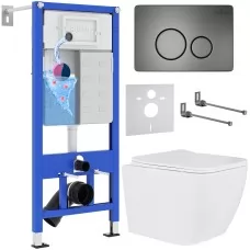 Унитаз с инсталляцией Roxen StounFix Slim 625840 с унитазом 530135-01 с кнопкой Steel 420260G 