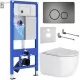 Унитаз с инсталляцией Roxen StounFix Slim 964590 с унитазом 530160-01 и с клавишей Steel 420260G