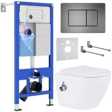 Унитаз с инсталляцией Roxen StounFix Slim 960516 с унитазом 530185-01Х с кнопкой Steel 420280G