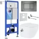 Унитаз с инсталляцией Roxen StounFix Slim 960516 с унитазом 530185-01Х с кнопкой Steel 420280G