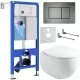 Унитаз с инсталляцией Roxen StounFix Slim 964215 с унитазом 530170-01 и с клавишей Steel 420280G