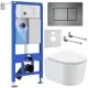 Унитаз с инсталляцией Roxen StounFix Slim 954681 с унитазом 530120-01 с кнопкой Steel 420280G