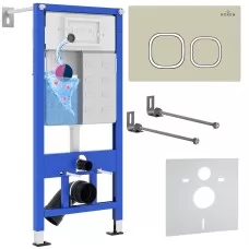 Инсталляция для унитаза Roxen StounFix Slim 966444 с кнопкой Santi 410280BG