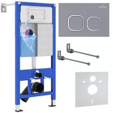 Инсталляция для унитаза Roxen StounFix Slim 710200 с кнопкой Santi 410280M