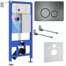 Инсталляция для унитаза Roxen StounFix Slim 710200 с кнопкой Steel 420260G