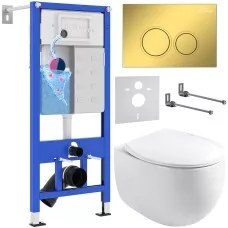 Унитаз с инсталляцией Roxen StounFix Dual Fresh 968031 клавиша смыва Santi 410260G + Roxen Egg 530170-01