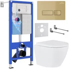 Унитаз с инсталляцией Roxen StounFix Dual Fresh 968050 клавиша Caspia 410280GB + Roxen Antares 530185-02