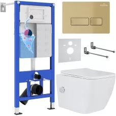 Унитаз с инсталляцией Roxen StounFix Dual Fresh 968095 клавиша смыва Caspia 410280GB + Roxen Cube 530135-01X