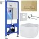 Унитаз с инсталляцией Roxen StounFix Dual Fresh 968069 клавиша смыва Caspia 410280BG + Roxen Porto 530155-01