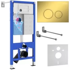 Инсталляция для унитаза Roxen StounFix Dual Fresh 968001 клавиша Santi 410260G золото