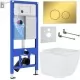 Унитаз с инсталляцией Roxen StounFix Dual Fresh 968014 клавиша смыва Santi 410260G + Roxen Cube 530135-01
