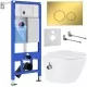 Унитаз с инсталляцией Roxen StounFix Dual Fresh 968097 клавиша смыва Santi 410260G + унитаз Roxen Antares Bidet 530185-01X