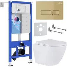 Унитаз с инсталляцией Roxen StounFix Dual Fresh 968049 клавиша Caspia 410280GB + Roxen Antares 530185-01