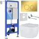 Унитаз с инсталляцией Roxen StounFix Dual Fresh 968015 клавиша смыва Santi 410260G + Roxen Porto 530155-01