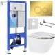 Унитаз с инсталляцией Roxen StounFix Dual Fresh 968092 клавиша смыва Santi 410260G + унитаз Roxen Antares Gold 530110-01G