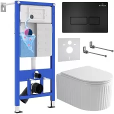 Унитаз с инсталляцией Roxen StounFix Dual Fresh 968211 клавиша смыва Caspia 410280B + Roxen Royal Matt 530200-01