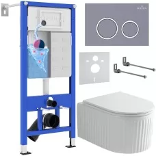 Унитаз с инсталляцией Roxen StounFix Dual Fresh 968253 клавиша смыва Santi 410260DG + унитаз Royal Matt 530200-01