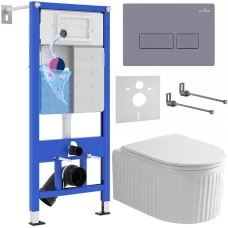 Унитаз с инсталляцией Roxen StounFix Dual Fresh 968226 клавиша смыва Caspia 410280DG + Roxen Royal Matt 530200-01