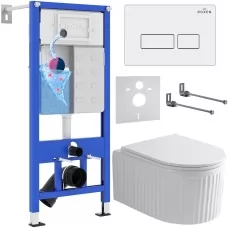 Унитаз с инсталляцией Roxen StounFix Dual Fresh 968203 клавиша смыва Caspia 410280W + Roxen Royal Matt 530200-01