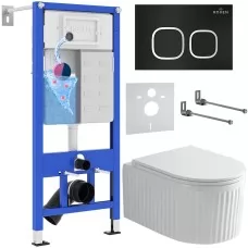 Унитаз с инсталляцией Roxen StounFix Dual Fresh 968267 клавиша смыва Santi 410280B + унитаз Royal Matt 530200-01