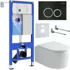 Унитаз с инсталляцией Roxen StounFix Dual Fresh 968231 клавиша смыва Santi 410260B + унитаз Royal Matt 530200-01