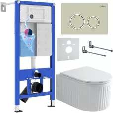 Унитаз с инсталляцией Roxen StounFix Dual Fresh 968249 клавиша смыва Santi 410260BG + унитаз Royal Matt 530200-01
