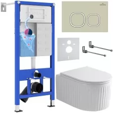 Унитаз с инсталляцией Roxen StounFix Dual Fresh 968277 клавиша смыва Santi 410280BG + унитаз Royal Matt 530200-01