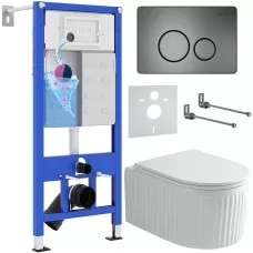 Унитаз с инсталляцией Roxen StounFix Dual Fresh 968283 клавиша смыва Steel 420260G + унитаз Royal Matt 530200-01