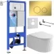 Унитаз с инсталляцией Roxen StounFix Dual Fresh 968254 клавиша смыва Santi 410260G + унитаз Royal Matt 530200-01