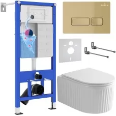 Унитаз с инсталляцией Roxen StounFix Dual Fresh 968227 клавиша смыва Caspia 410280GB + Roxen Royal Matt 530200-01