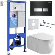 Унитаз с инсталляцией Roxen StounFix Dual Fresh 968297 клавиша смыва Glass 430280B + унитаз Royal Matt 530200-01