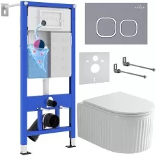 Унитаз с инсталляцией Roxen StounFix Dual Fresh 968280 клавиша смыва Santi 410280DG + унитаз Royal Matt 530200-01