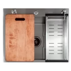  Кухонная мойка FUTUR FK 6050 Eco EMBOSSING POP-UP BOARD PLUS Сатин