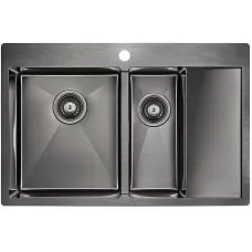 Кухонная мойка Paulmark KRONER 78/2SF PM227851-GML 78х51 вороненая сталь