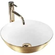 Умывальник Rea Stella Brushed Gold White U9087 матовое золото / белый