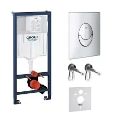 Инсталляция для унитаза Grohe Rapid SL 38536001 с клавишей Grohe Skate Air 38505000 хром (с шумоизоляцией)